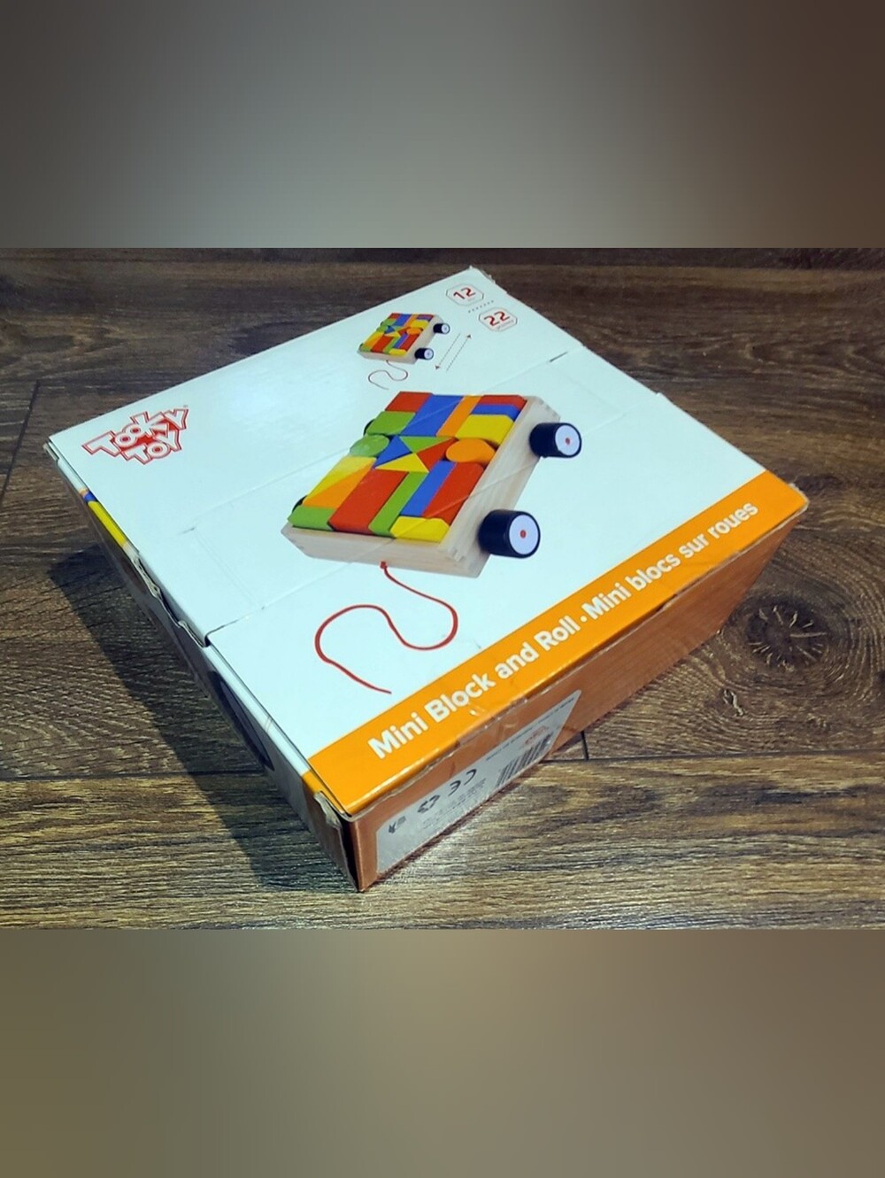 BNIB - Tooky Toy - Mini Block & Roll Wooden Blocks & Shapes Pull Toy